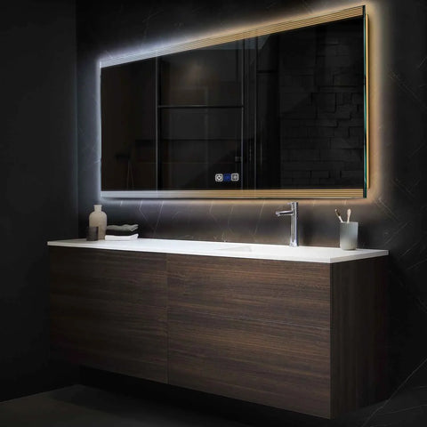 Miroir LED Horizontal | boutons tactiles | Fonction Anti-Buée | Température de couleur réglable - Reyze Série Edge Modèle 8