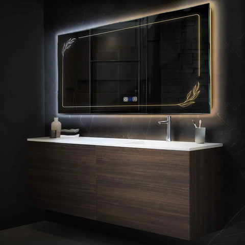 Miroir LED Horizontal | boutons tactiles | Fonction Anti-Buée | Température de couleur réglable - Reyze Série Good Vibes Modèle 1