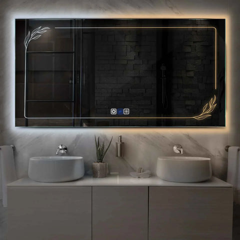 Miroir LED Horizontal | boutons tactiles | Fonction Anti-Buée | Température de couleur réglable - Reyze Série Good Vibes Modèle 1