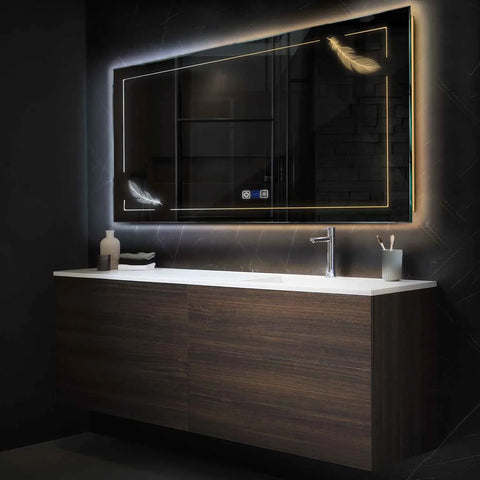 Miroir LED Horizontal | boutons tactiles | Fonction Anti-Buée | Température de couleur réglable - Reyze Série Good Vibes Modèle 2