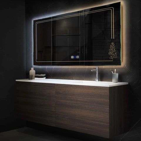 Miroir LED Horizontal | boutons tactiles | Fonction Anti-Buée | Température de couleur réglable - Reyze Série Good Vibes Modèle 3