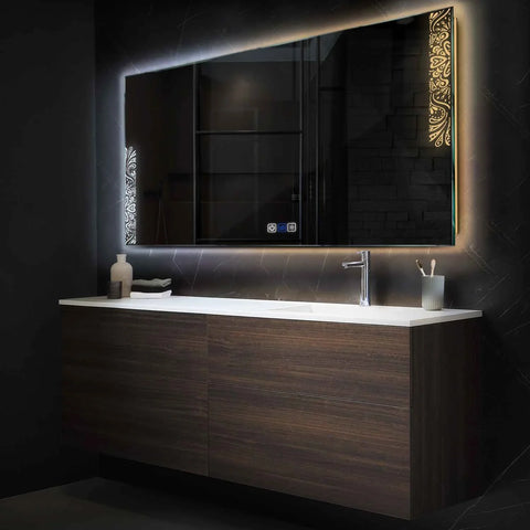 Miroir LED Horizontal | boutons tactiles | Fonction Anti-Buée | Température de couleur réglable - Reyze Série Good Vibes Modèle 4
