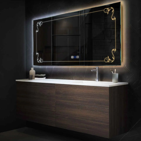 Miroir LED Horizontal | boutons tactiles | Fonction Anti-Buée | Température de couleur réglable - Reyze Série Good Vibes Modèle 5