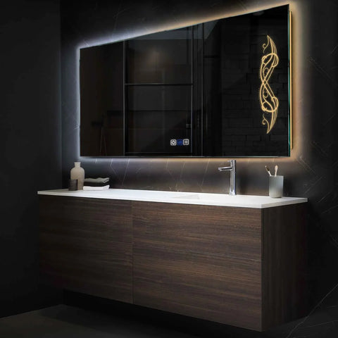 Miroir LED Horizontal | boutons tactiles | Fonction Anti-Buée | Température de couleur réglable - Reyze Série Good Vibes Modèle 6