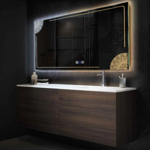 Miroir LED Horizontal | boutons tactiles | Fonction Anti-Buée | Température de couleur réglable - Reyze Série Good Vibes Modèle 7