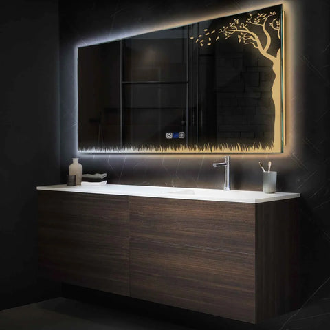Miroir LED Horizontal | boutons tactiles | Fonction Anti-Buée | Température de couleur réglable - Reyze Série Good Vibes Modèle 8