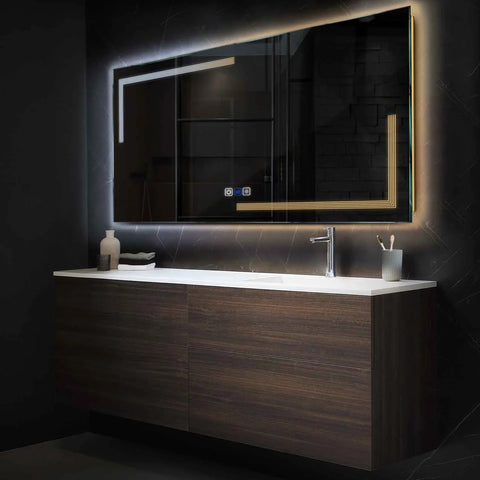 Miroir LED Horizontal | boutons tactiles | Fonction Anti-Buée | Température de couleur réglable - Reyze Série Minimal Modèle 2