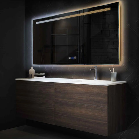 Miroir LED Horizontal | boutons tactiles | Fonction Anti-Buée | Température de couleur réglable - Reyze Série Minimal Modèle 5