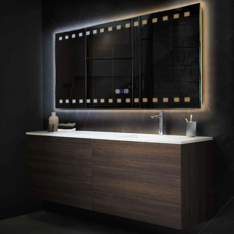 Miroir LED Horizontal | boutons tactiles | Fonction Anti-Buée | Température de couleur réglable - Reyze Série Minimal Modèle 6