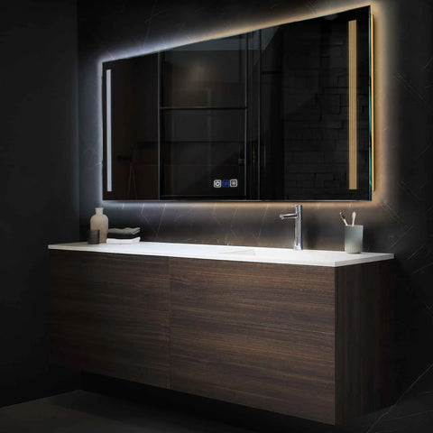 Miroir LED Horizontal | boutons tactiles | Fonction Anti-Buée | Température de couleur réglable - Reyze Série Minimal Modèle 7
