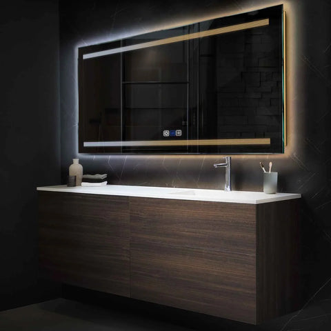 Miroir LED Horizontal | boutons tactiles | Fonction Anti-Buée | Température de couleur réglable - Reyze Série Minimal Modèle 8