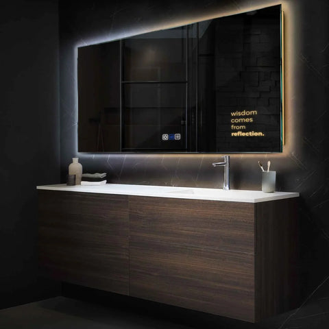 Miroir LED Horizontal | boutons tactiles | Fonction Anti-Buée | Température de couleur réglable - Reyze Série Motivated Modèle 1