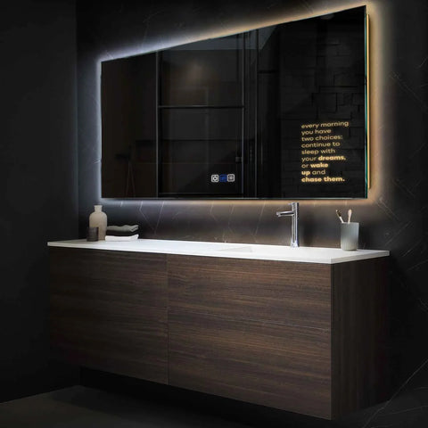 Miroir LED Horizontal | boutons tactiles | Fonction Anti-Buée | Température de couleur réglable - Reyze Série Motivated Modèle 2