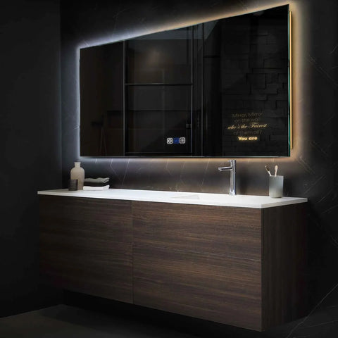 Miroir LED Horizontal | boutons tactiles | Fonction Anti-Buée | Température de couleur réglable - Reyze Série Motivated Modèle 4