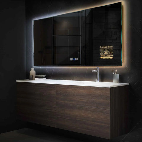 Miroir LED Horizontal | boutons tactiles | Fonction Anti-Buée | Température de couleur réglable - Reyze Série Motivated Modèle 5