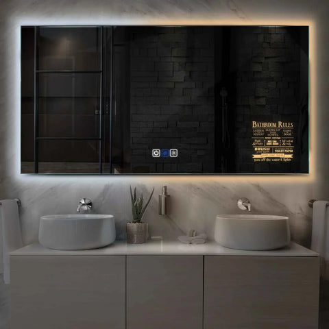 Miroir LED Horizontal | boutons tactiles | Fonction Anti-Buée | Température de couleur réglable - Reyze Série Motivated Modèle 5