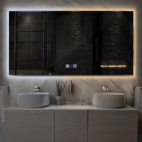 Miroir LED Horizontal | boutons tactiles | Fonction Anti-Buée | Température de couleur réglable - Reyze Série Motivated Modèle 7