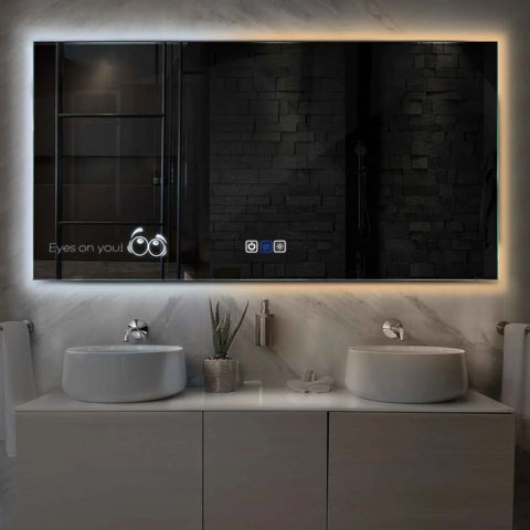 Miroir LED Horizontal | boutons tactiles | Fonction Anti-Buée | Température de couleur réglable - Reyze Série Motivated Modèle 8