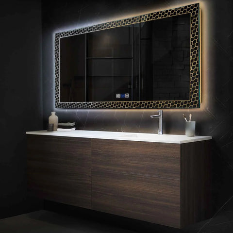Miroir LED Horizontal | boutons tactiles | Fonction Anti-Buée | Température de couleur réglable - Reyze Série Official Modèle 7