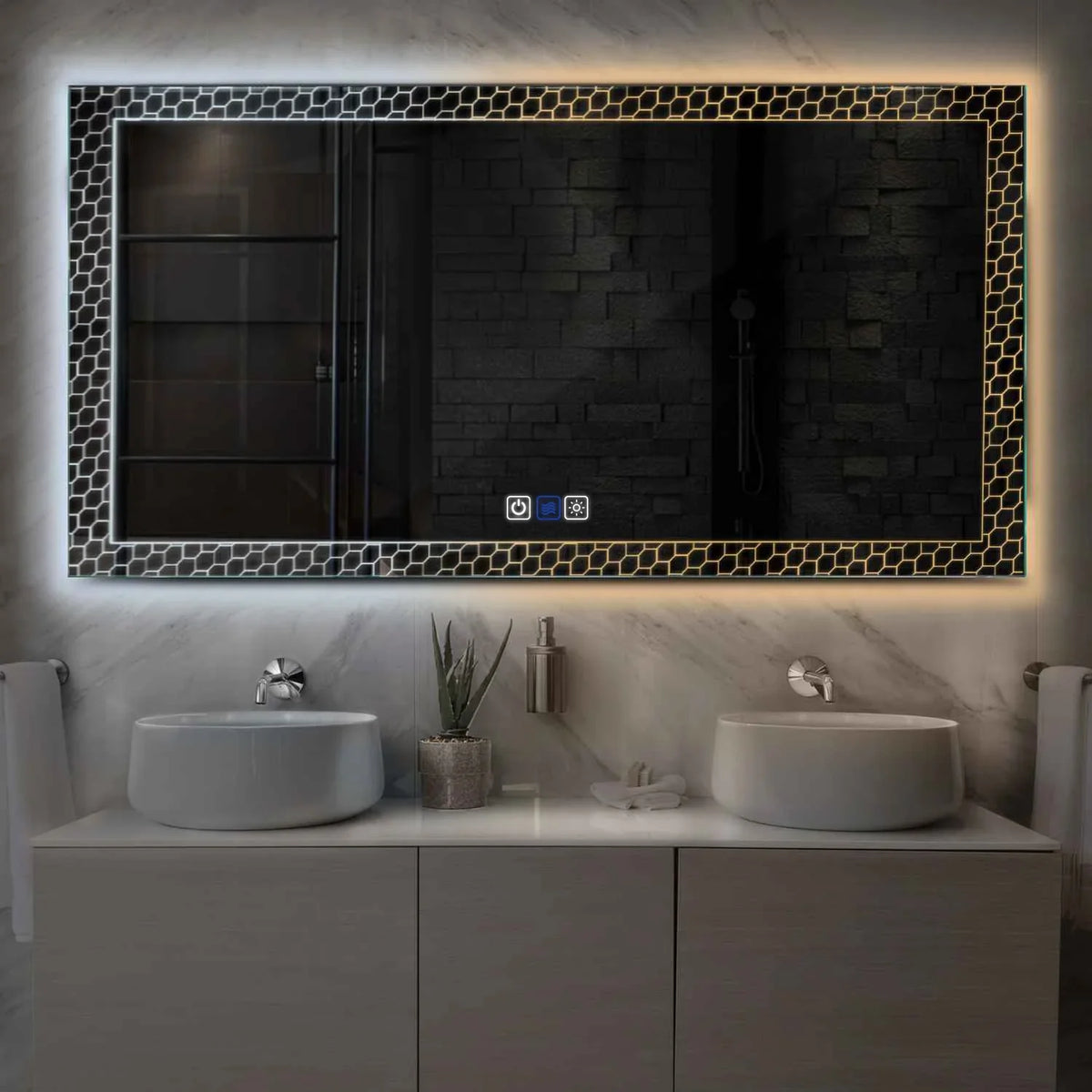 Miroir LED Horizontal | boutons tactiles | Fonction Anti-Buée | Température de couleur réglable - Reyze Série Official Modèle 7