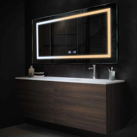 Miroir LED Horizontal | boutons tactiles | Fonction Anti-Buée | Température de couleur réglable - Reyze Série Salono Modèle 1