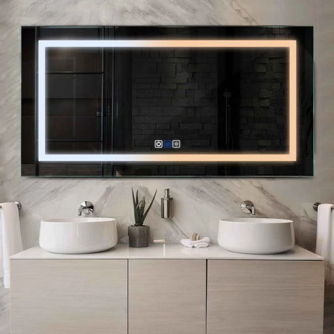 Miroir LED Horizontal | boutons tactiles | Fonction Anti-Buée | Température de couleur réglable - Reyze Série Salono Modèle 1