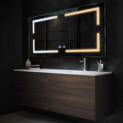 Miroir LED Horizontal | boutons tactiles | Fonction Anti-Buée | Température de couleur réglable - Reyze Série Salono Modèle 2