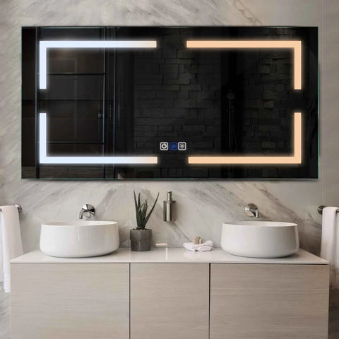 Miroir LED Horizontal | boutons tactiles | Fonction Anti-Buée | Température de couleur réglable - Reyze Série Salono Modèle 2