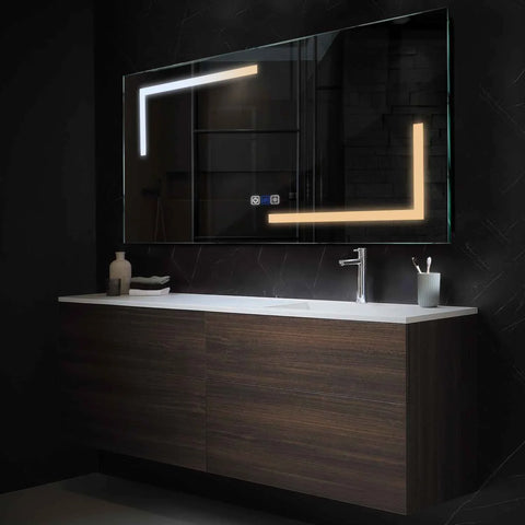 Miroir LED Horizontal | boutons tactiles | Fonction Anti-Buée | Température de couleur réglable - Reyze Série Salono Modèle 3