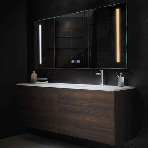 Miroir LED Horizontal | boutons tactiles | Fonction Anti-Buée | Température de couleur réglable - Reyze Série Salono Modèle 5