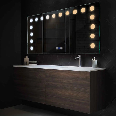 Miroir LED Horizontal | boutons tactiles | Fonction Anti-Buée | Température de couleur réglable - Reyze Série Salono Modèle 6