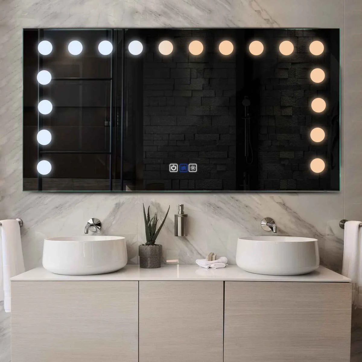 Miroir LED Horizontal | boutons tactiles | Fonction Anti-Buée | Température de couleur réglable - Reyze Série Salono Modèle 6