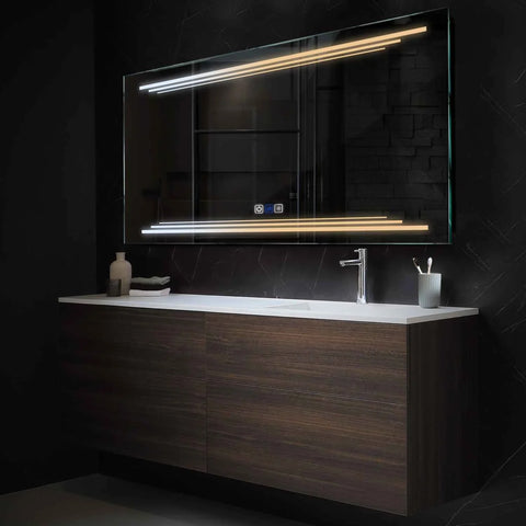 Miroir LED Horizontal | boutons tactiles | Fonction Anti-Buée | Température de couleur réglable - Reyze Série Salono Modèle 7
