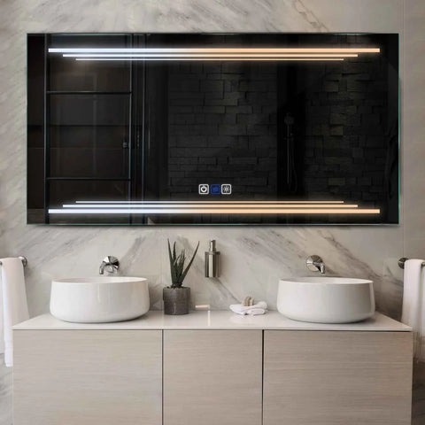 Miroir LED Horizontal | boutons tactiles | Fonction Anti-Buée | Température de couleur réglable - Reyze Série Salono Modèle 7