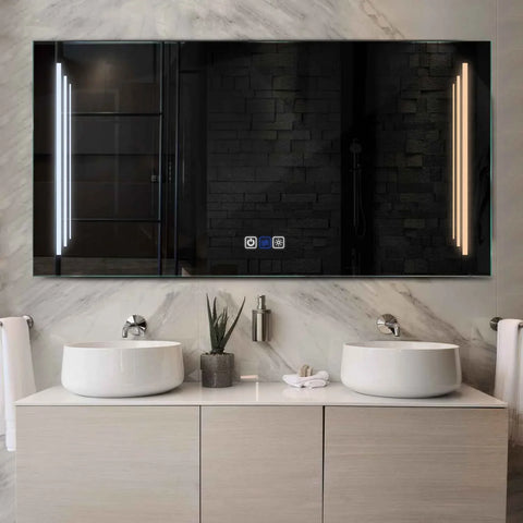 Miroir LED Horizontal | boutons tactiles | Fonction Anti-Buée | Température de couleur réglable - Reyze Série Salono Modèle 8