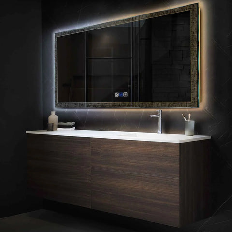 Miroir LED Horizontal | boutons tactiles | Fonction Anti-Buée | Température de couleur réglable - Reyze Série Simetria Modèle 6