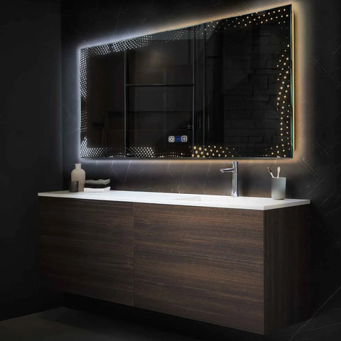 Miroir LED Horizontal | boutons tactiles | Fonction Anti-Buée | Température de couleur réglable - Reyze Série Simetria Modèle 8