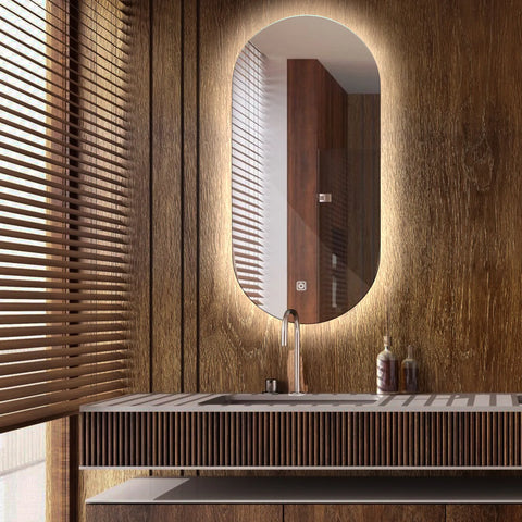 Miroir LED Ovale | Bouton Tactile | Lumière blanche neutre - Reyze Série Ambient Modèle 1