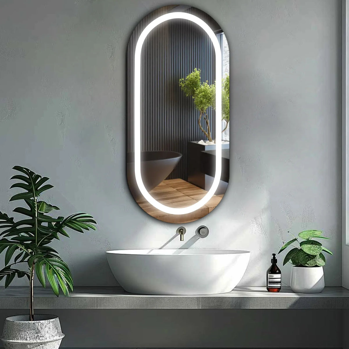 Miroir LED Ovale | Sans Boutons Tactiles | Lumière blanche froide - Reyze Série Salono Modèle 1