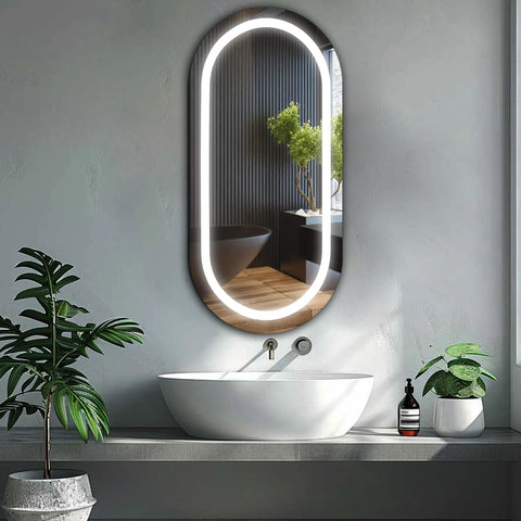 Miroir LED Ovale | Sans Boutons Tactiles | Lumière blanche froide - Reyze Série Salono Modèle 1