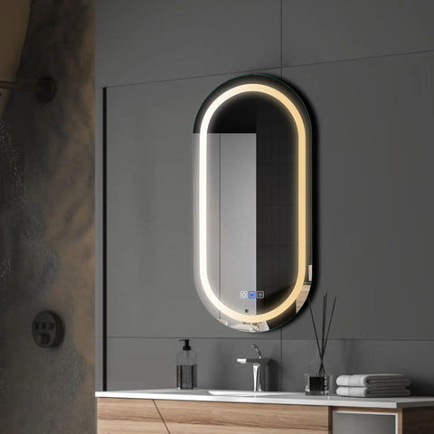 Miroir LED Ovale | boutons tactiles | Fonction Anti-Buée | Température de couleur réglable - Reyze Série Salono Modèle 1