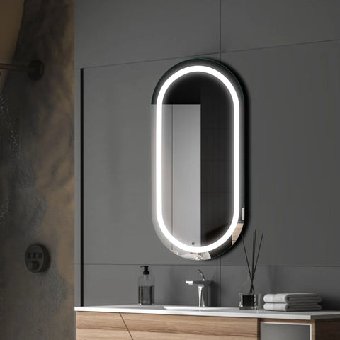 Miroir LED Ovale | Sans Boutons Tactiles | Lumière blanche froide - Reyze Série Salono Modèle 1