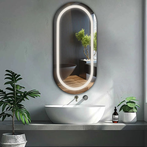 Miroir LED Ovale | Sans Boutons Tactiles | Lumière blanche neutre - Reyze Série Salono Modèle 1