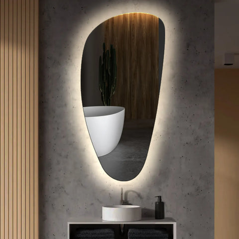 Miroir LED Asymétrique Vertical | Sans Boutons Tactiles | Lumière blanche neutre - Reyze Série Ambient Modèle 1