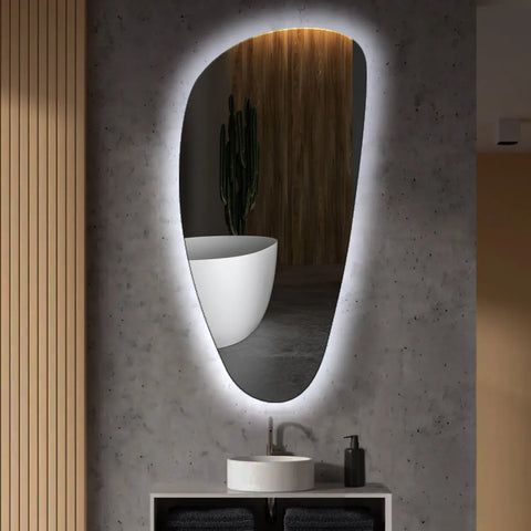 Miroir LED Asymétrique Vertical | Sans Boutons Tactiles | Lumière blanche froide - Reyze Série Ambient Modèle 1