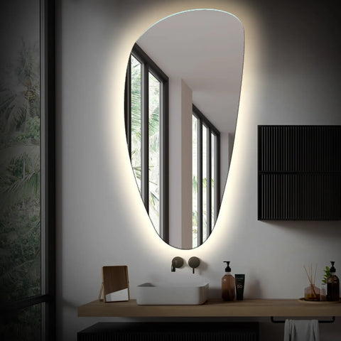 Miroir LED Asymétrique Vertical | Sans Boutons Tactiles | Lumière blanche neutre - Reyze Série Ambient Modèle 1