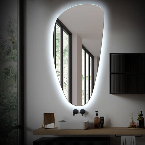 Miroir LED Asymétrique Vertical | Sans Boutons Tactiles | Lumière blanche froide - Reyze Série Ambient Modèle 1