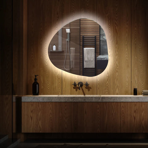 Miroir LED Asymétrique | Sans Boutons Tactiles | Lumière blanche froide - Reyze Série Ambient Modèle 1