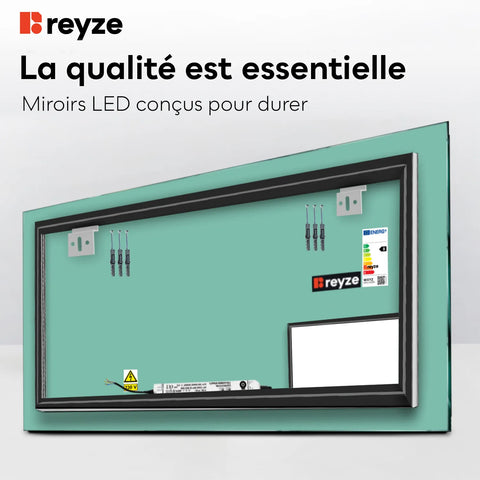 Miroir LED Horizontal | Sans Boutons Tactiles | Lumière blanche froide - Reyze Série Motivated Modèle 8