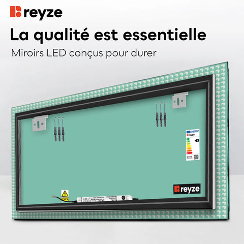 Miroir LED Horizontal | Sans Boutons Tactiles | Lumière blanche neutre - Reyze Série Official Modèle 6